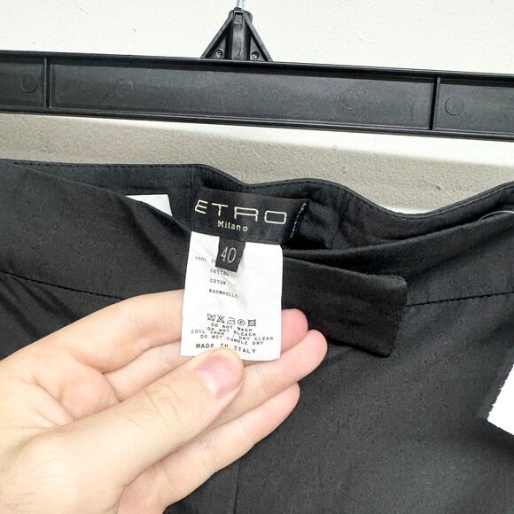 ETRO Women Black High-Rise Wide Leg Dress Pants Glossy Finish IT 40 US 10 - Picture 2 of 5